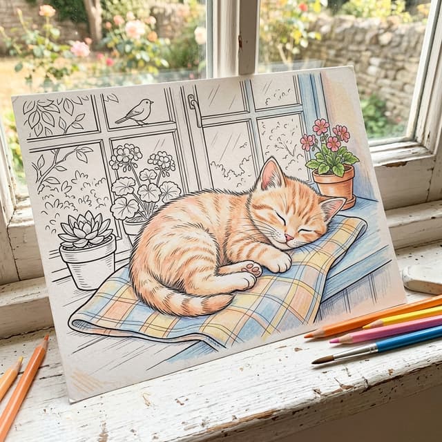 Coloring page being filled in