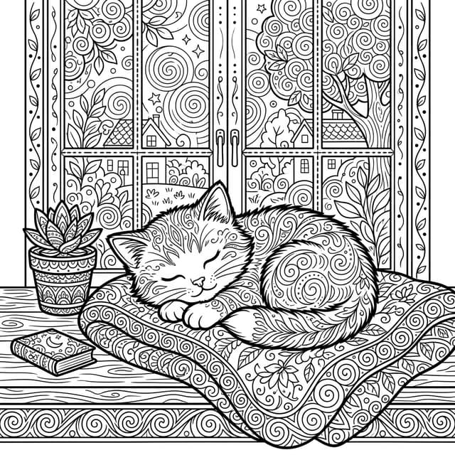 Drawn line art coloring page